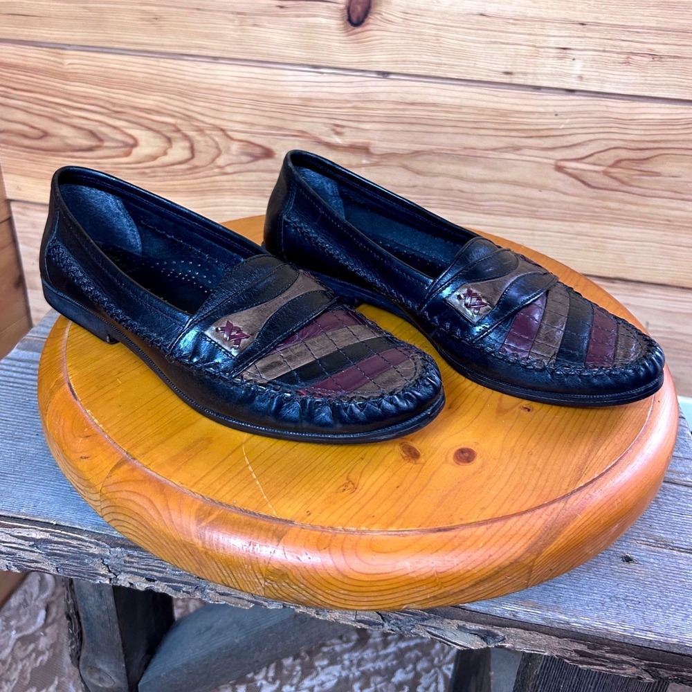 Antonio Marco Mens‎ 10D Patchwork Leather Loafers Black Burgundy Brown Brazil